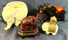 Vintage Elephant Figurine Lot w Red Resin VTG Chinese Asian 4 Total picture