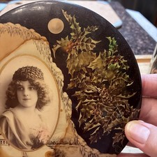 Large Antique Celluloid Photo Button Young  Child 6
