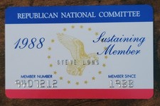 Vintage 1988 Republican National Committee Sustaining Member Card RNC picture