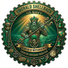 Emerald Shellback King Neptune Court Prior Service Military USN Veteran 4