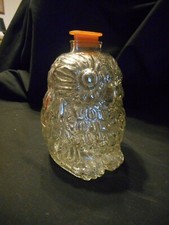 Vintage Wise Old Owl Clear Glass Piggy Bank 6 1/2
