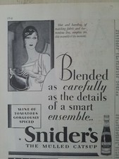 1929 Sniders the mulled catsup blended carefully as details of ensemble ad picture