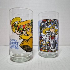 Vintage 1981 Great Muppet Caper Glasses Kermit Miss Piggy McDonalds Set of 2 picture