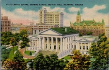 1948 Richmond VA State Capitol City Hall Virginia Linen Postcard picture