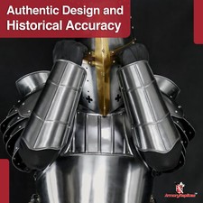 Medieval Bracers  18G Steel Vambrace Set | Siege Warfare Arm Armor for LARP SCA picture