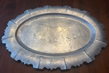Vintage Forman Family Inc. Pressed Aluminum Oval Serving Platter - 19.5