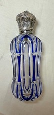 antique 1800's European cut to clear crystal sterling silver perfume bottle jar picture
