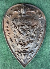 Antique Heavy Cast Iron Shield with Battle Scene picture