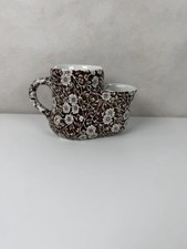Vintage Crownford China Calico Brown Shaving Scuttle Mug Staffordshire England picture