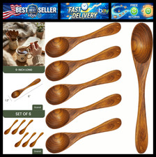 Teak Wood Spoons for Tea & Honey (Set of 6) | Small Wooden Teaspoons picture