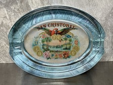 San Cristobal Oval Heavy Glass Cigar Ashtray, 8” X 6” picture