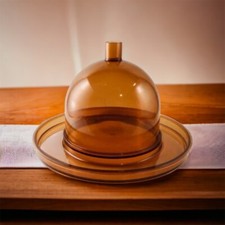 Rare MCM Dansk Designs Gunnar Cyrén Amber Cheese Dome & Platter picture