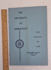1957-58 University of Connecticut School of Law Catalog Good picture