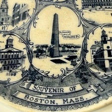 FENTON - BOSTON - MA Massachusetts Antique Trinket Souvenir Blue Transferware picture