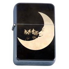 Vintage Image Moon Kittens Flip Top Oil Lighter Windproof Halloween picture