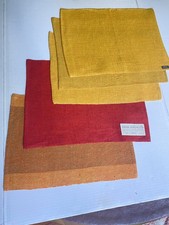 Dansk RITA PUOTILA Placemats 100% Linen LOT of 5 Finland Vtg Straw Flower Red  picture