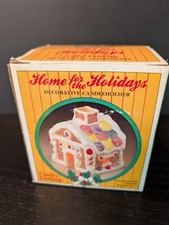Vtg  Jasco Home for the Holidays Christmas Candy Cottage Tealight Candle Holder picture