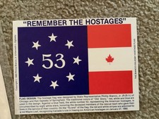 1981 Postcard Honoring 53 Historic Iranian Hostages w Bianco Hostage  Flag picture