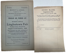 Orig Atq 1926 Linglestown PA Fair Program and Entry Form Dauphin Co Ephemera 40p picture