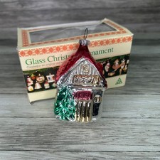 Vintage West Germany House Blown Glass Christmas Ornament picture