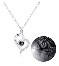 Tornito Gold Plated 100 Languages I Love You Memory Necklace Projection Pendant picture