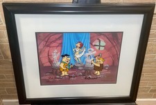Flintstones Cel Art Class Triple Signed Hanna Barbera & Ed Benedict Framed picture