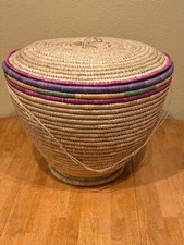 40% Sale New Large African Basket w Lid (22”, 20”, & 18”) Set of 10 picture