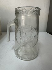 Anchor Hocking Statue of Liberty Centennial Clear Glass Mug Stein 1985 Set of 2 picture