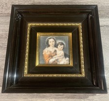 Vintage French Limoges Enamel on Copper Madonna and Child Plaque Framed 8x8 picture