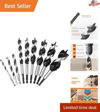 Versatile 9-Piece Auger Drill Bit Set for Wood - Alloy Steel Precision Tools picture