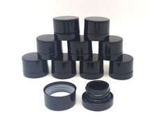 10 x 5ml UV Black Glass Jars w/ PTFE Lids Air Tight Child Resistant Makeup Lip picture
