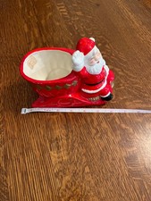 Vintage MCM INARCO Japan Christmas Holiday Red Ceramic Waving Santa Sleigh picture