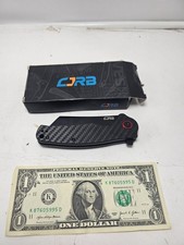 CJRB Crag Flipper & Liner Lock Folding Knife Carbon Fiber Handle. 3.5
