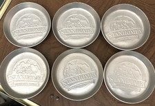 Vintage STANHOME Aluminum Drink Coasters  1950s Mid Century Nostalgia Set Of 6 picture