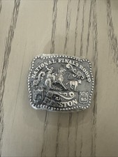Vintage NFR 1985 Hesston Belt Buckle Calf Roper Cowboy National Finals Rodeo NOS picture