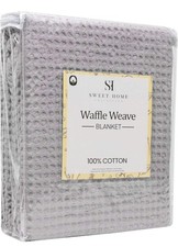 100% Cotton Grey Waffle Weave Blanket KING 108