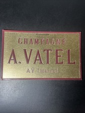 Champagne A. Vatel AY Marne Vintage From Paris Sign 12”x8” Cardboard *RARE picture