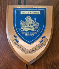 Vintage British South Africa Police Plaque - Police Reserve - Copper on Wood picture