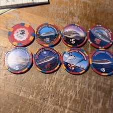 8) five 5 dollar carnival cruise casino chips  picture