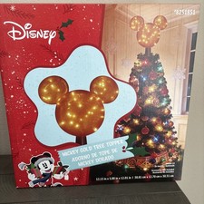 Disney Mickey Mouse Gold Light Up Christmas Tree Topper Holiday 12” picture