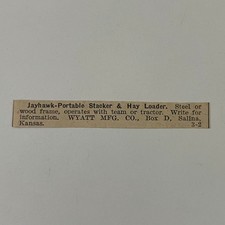 Wyatt Mfg. Co. Jayhawk Portable Stacker & Hay Loader KS 1934 Clipping SAH6-S59 picture