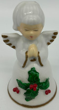 Christmas Angel Bell with Holly Dress Porcelain Bell~Decorative Porcelain Bell picture