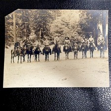 Antique Western Horseback Mule Pack Train Group Photo 8x6 Vintage Cowboy picture