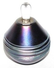 Vintage 1986 Robert Eickholt Purple Iridescent Art Glass Perfume Bottle picture