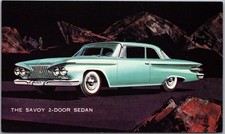 1961 PLYMOUTH SAVOY 2-DOOR SEDAN Auto Advertising Postcard - Blue Car / Unused picture