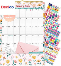 Wall Calendar 2026-2027 with Storage Pocket, 17