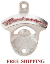 BUDWEISER 1 WALL MOUNT STATIONARY METAL BEER BOTTLE OPENER NEW picture