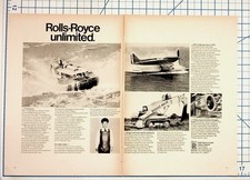 Rolls-Royce Unlimited Vintage 1970s Magazine Print Ad Hovercraft Seaplane picture