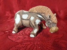 Handmade Pottery Brown White Spots Horse Figurine - Peru picture