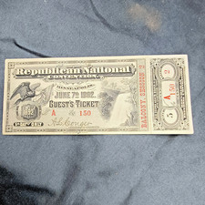 1892 Republican National Convention Ticket Minneapolis - UNUSED w/Attached Stub picture